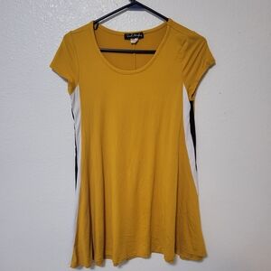 French Atmosphere Women’s Mustard Yellow Short Sleeve Dress
